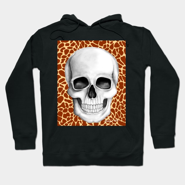 Skull (On Giraffe Print Background) Hoodie by GDGCreations